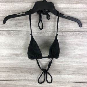 Nasty Gal Alina String Ribbed Triangle Bikini TOP ONLY In Black Sz S $58